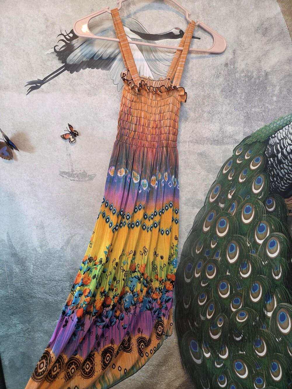 Boho Multi-Color Smocked Maxi Dress
